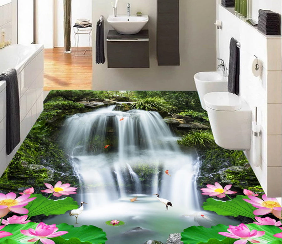 3D Tranquil Waterfall 524 Floor Mural  Wallpaper Murals Rug & Mat Print Epoxy waterproof bath floor