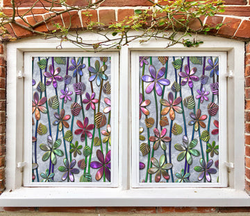 3D Colored Petals 167 Window Film Print Sticker Cling Stained Glass UV Block