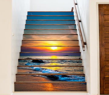 3D Sunset By The Sea 188 Stair Risers