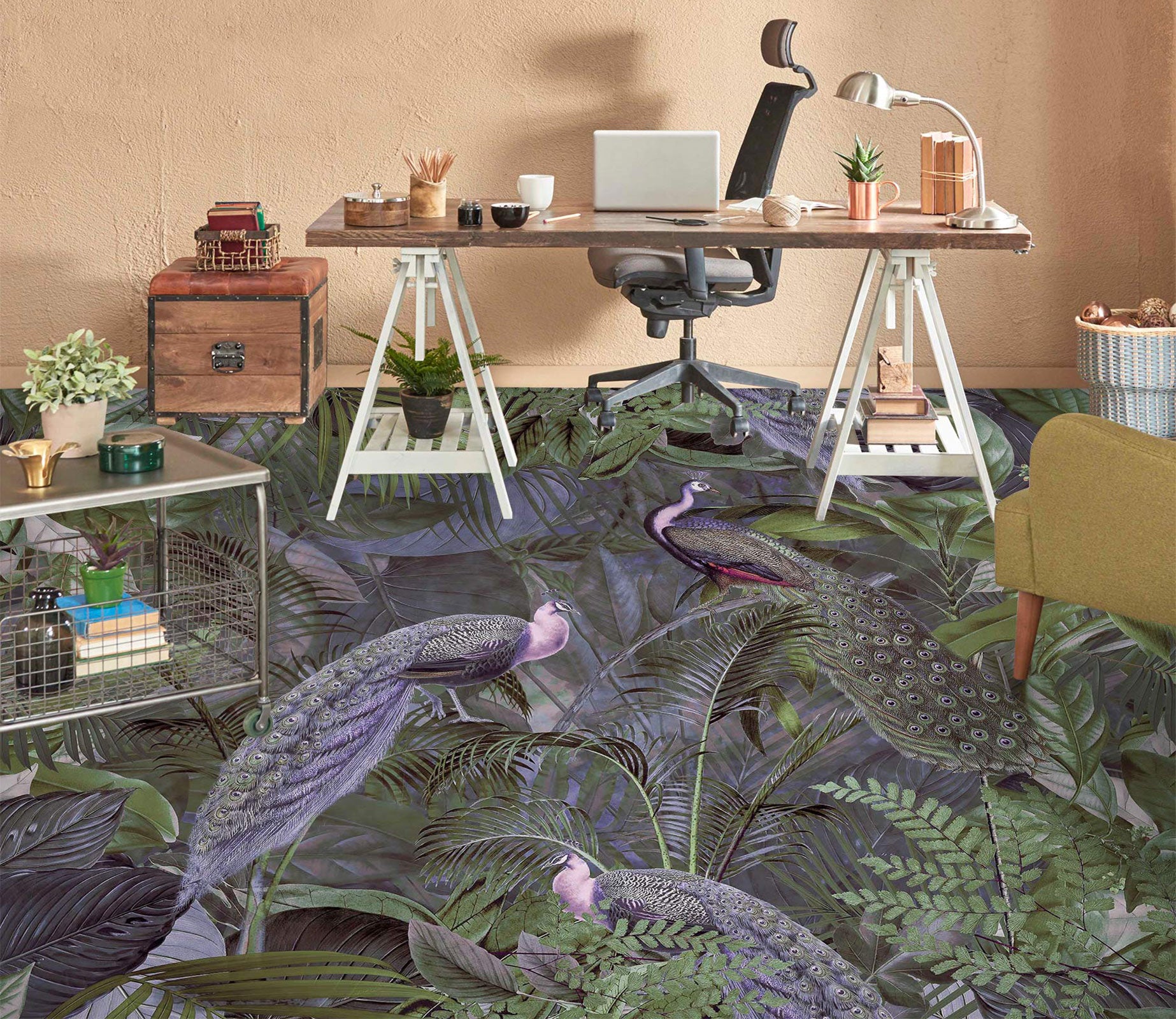 3D Peacock Grove 10042 Andrea Haase Floor Mural  Wallpaper Murals Self-Adhesive Removable Print Epoxy