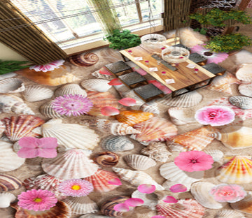 3D Shell Flowers 245 Floor Mural  Wallpaper Murals Rug & Mat Print Epoxy waterproof bath floor