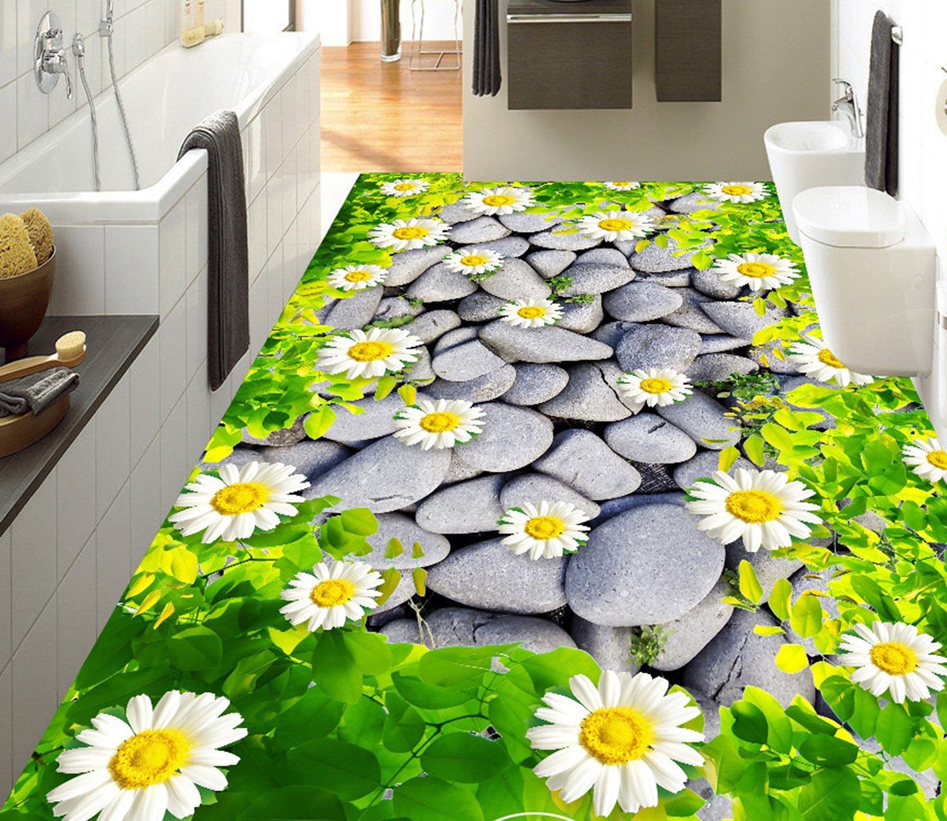 3D Flower Stone WG360 Floor Mural Wallpaper AJ Wallpaper 2 
