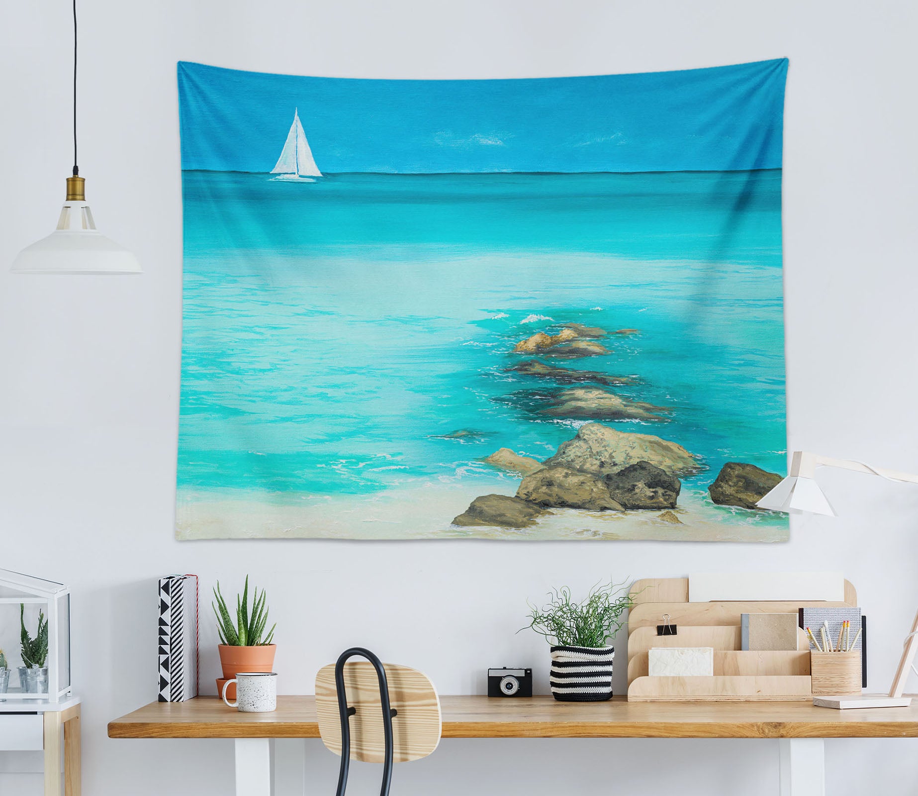 3D Blue Ocean Ship 863 Marina Zotova Tapestry Hanging Cloth Hang