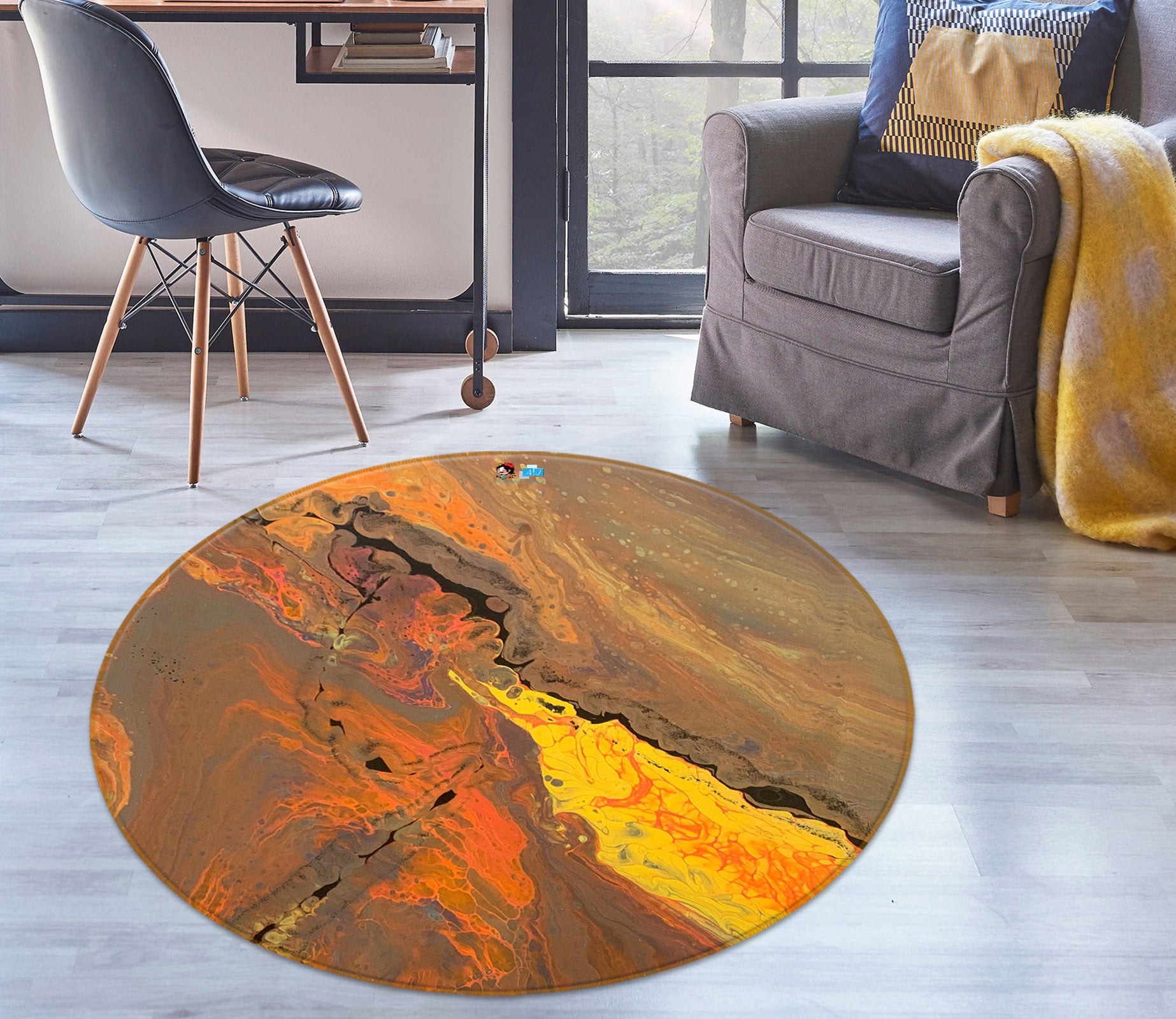 3D Golden Pattern 40009 Valerie Latrice Rug Round Non Slip Rug Mat