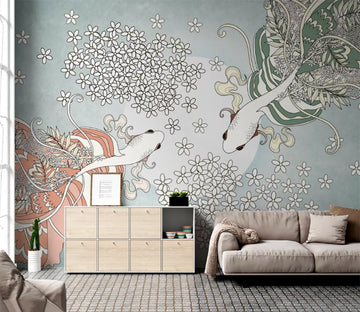 3D Goldfish Flower WC2422 Wall Murals