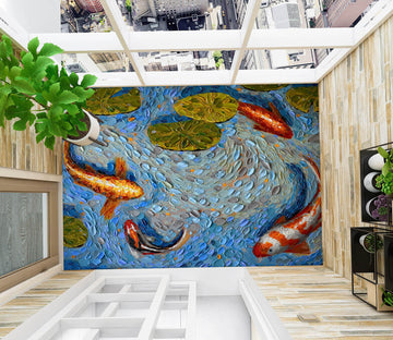 3D Goldfish Pond 102157 Dena Tollefson Floor Mural  Wallpaper Murals Self-Adhesive Removable Print Epoxy