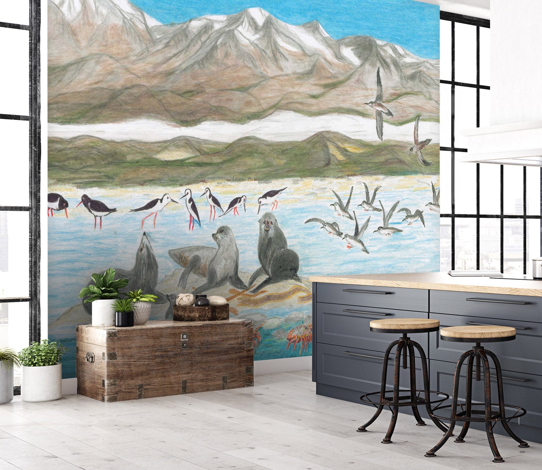 3D Sea lion Playing 1406 Michael Sewell Wall Mural Wall Murals