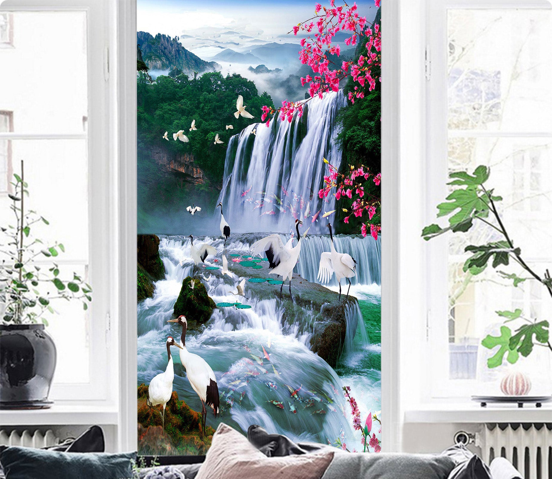 3D Mountain Waterfall 1532 Wall Murals
