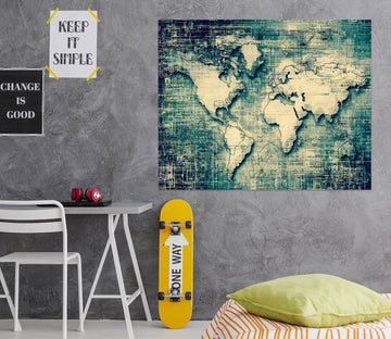 3D Sketch Ocean 267 World Map Wall Sticker