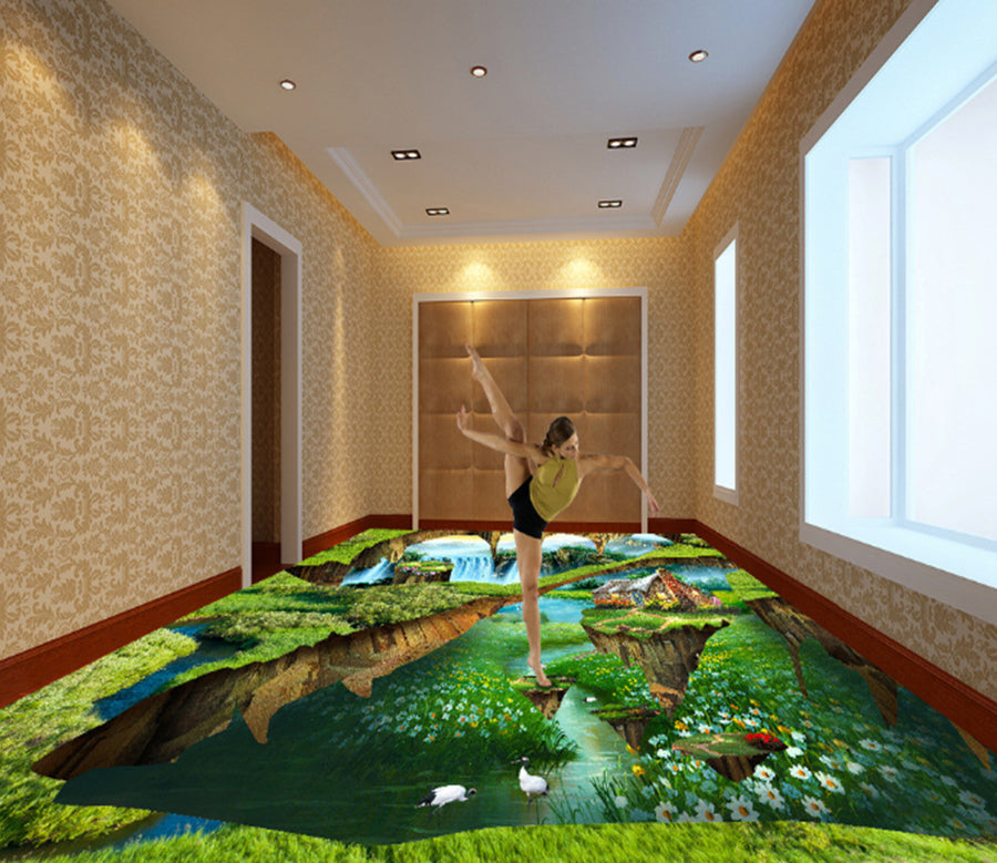 3D Green Mountains 437 Floor Mural  Wallpaper Murals Rug & Mat Print Epoxy waterproof bath floor