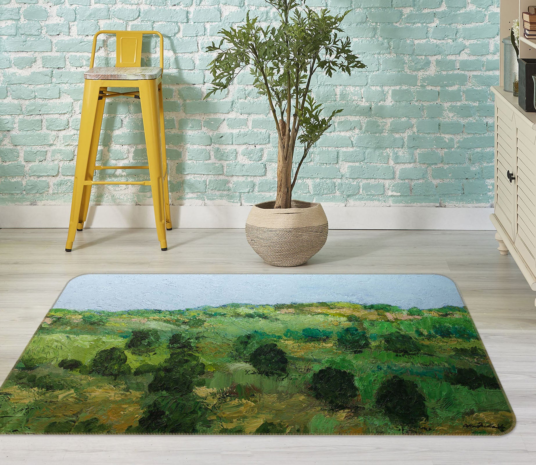3D Field Tree 1071 Allan P. Friedlander Rug Non Slip Rug Mat