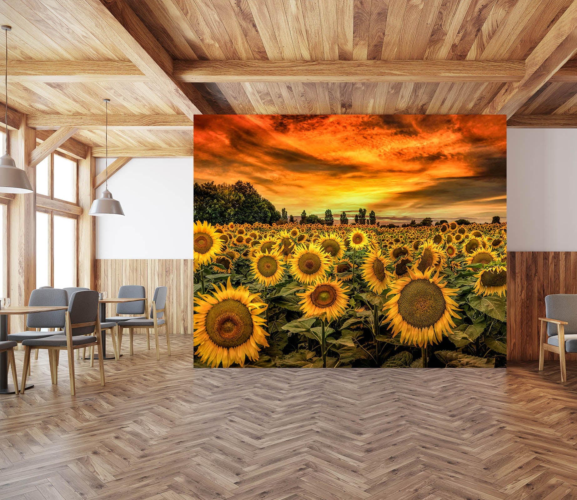 3D Sunflower Garden 1447 Marco Carmassi Wall Mural Wall Murals