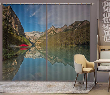 3D Boat In The Lake 056 Kathy Barefield Curtain Curtains Drapes