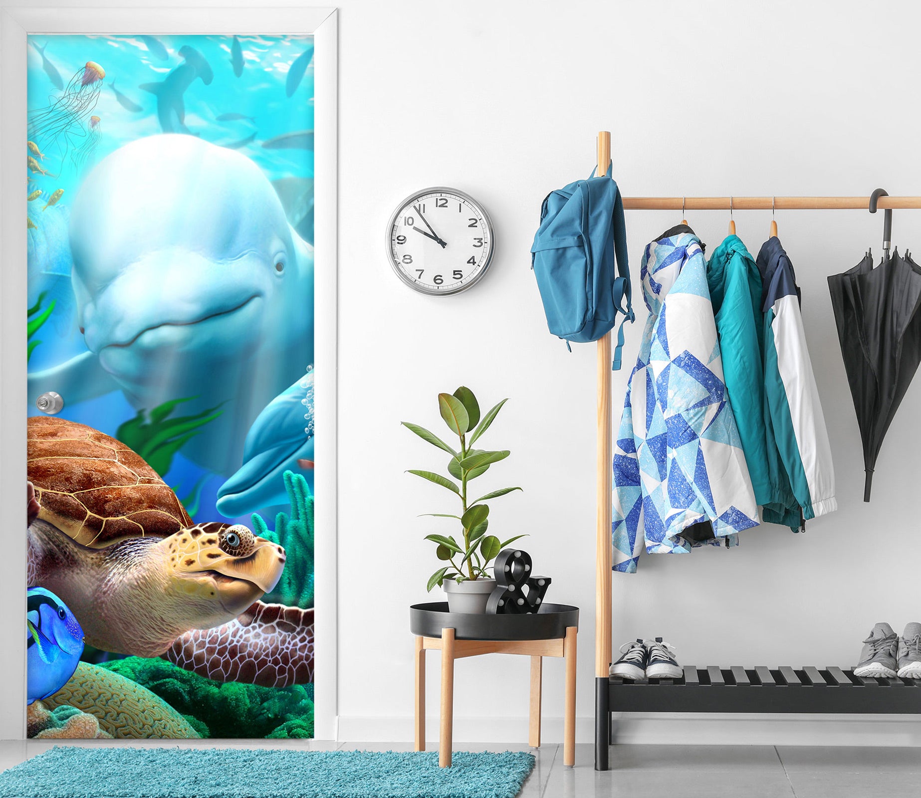 3D Whale Sea Turtle 112149 Jerry LoFaro Door Mural