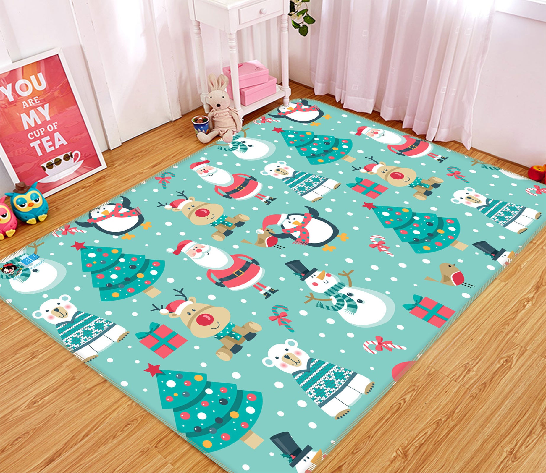 3D Snowman Pattern 56148 Christmas Non Slip Rug Mat Xmas