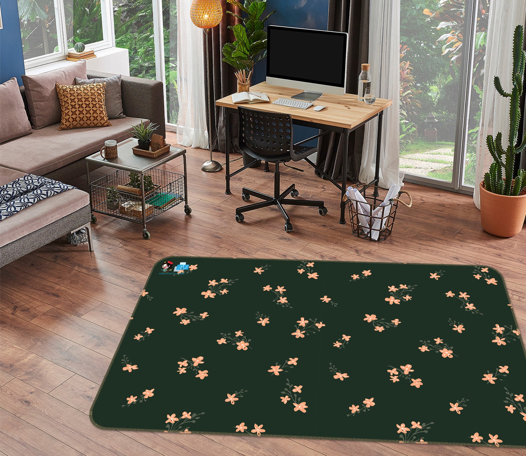 3D Floral Pattern 107120 Kashmira Jayaprakash Rug Non Slip Rug Mat