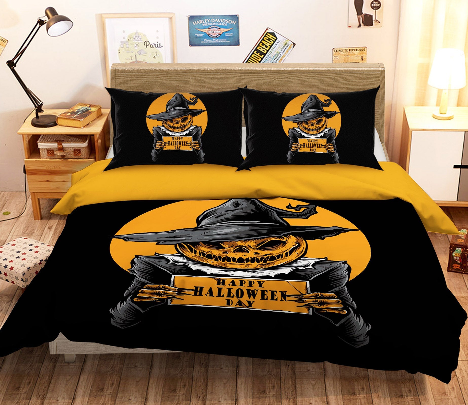 3D Pumpkin Man 1207 Halloween Bed Pillowcases Quilt Quiet Covers AJ Creativity Home 