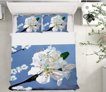 3D White Flowers 11064 Matthew Holden Bates Bedding Bed Pillowcases Quilt
