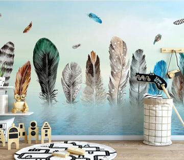 3D Colored Feather WC24 Wall Murals Wallpaper AJ Wallpaper 2 