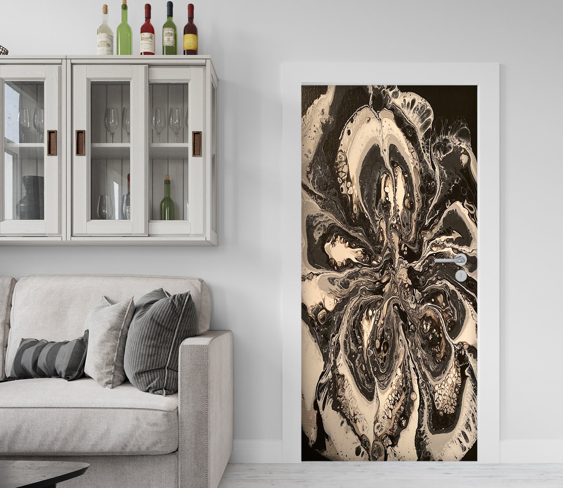 3D Black Ink Pattern 9203 Valerie Latrice Door Mural