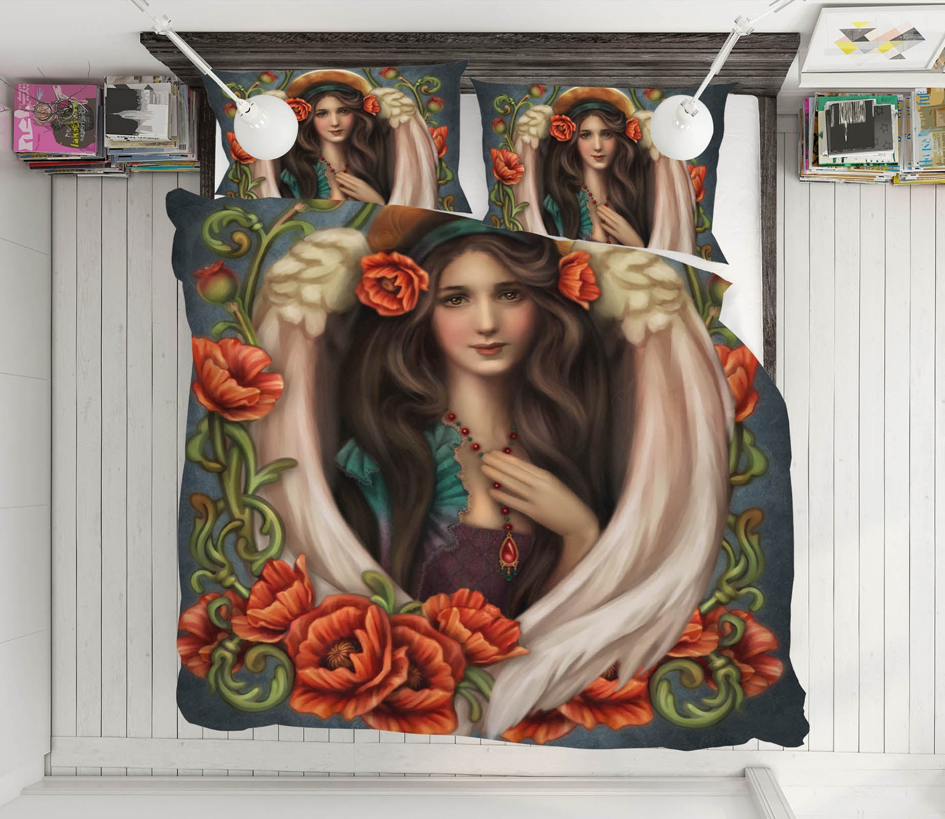 3D Red Flower Woman 8846 Brigid Ashwood Bedding Bed Pillowcases Quilt Cover Duvet Cover