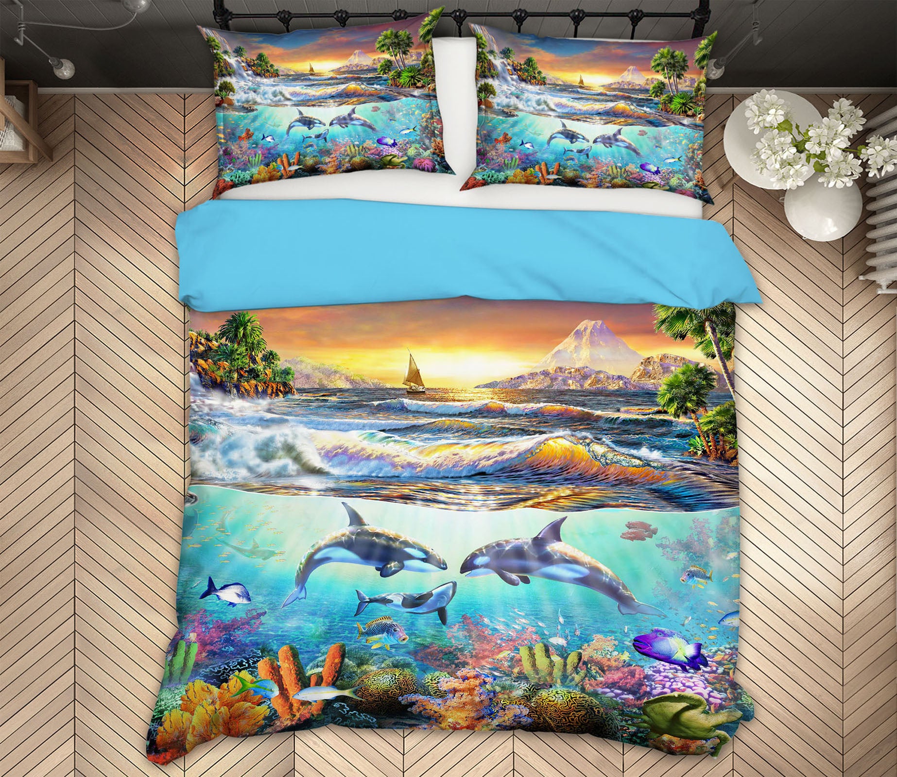 3D Dolphin Play 2104 Adrian Chesterman Bedding Bed Pillowcases Quilt