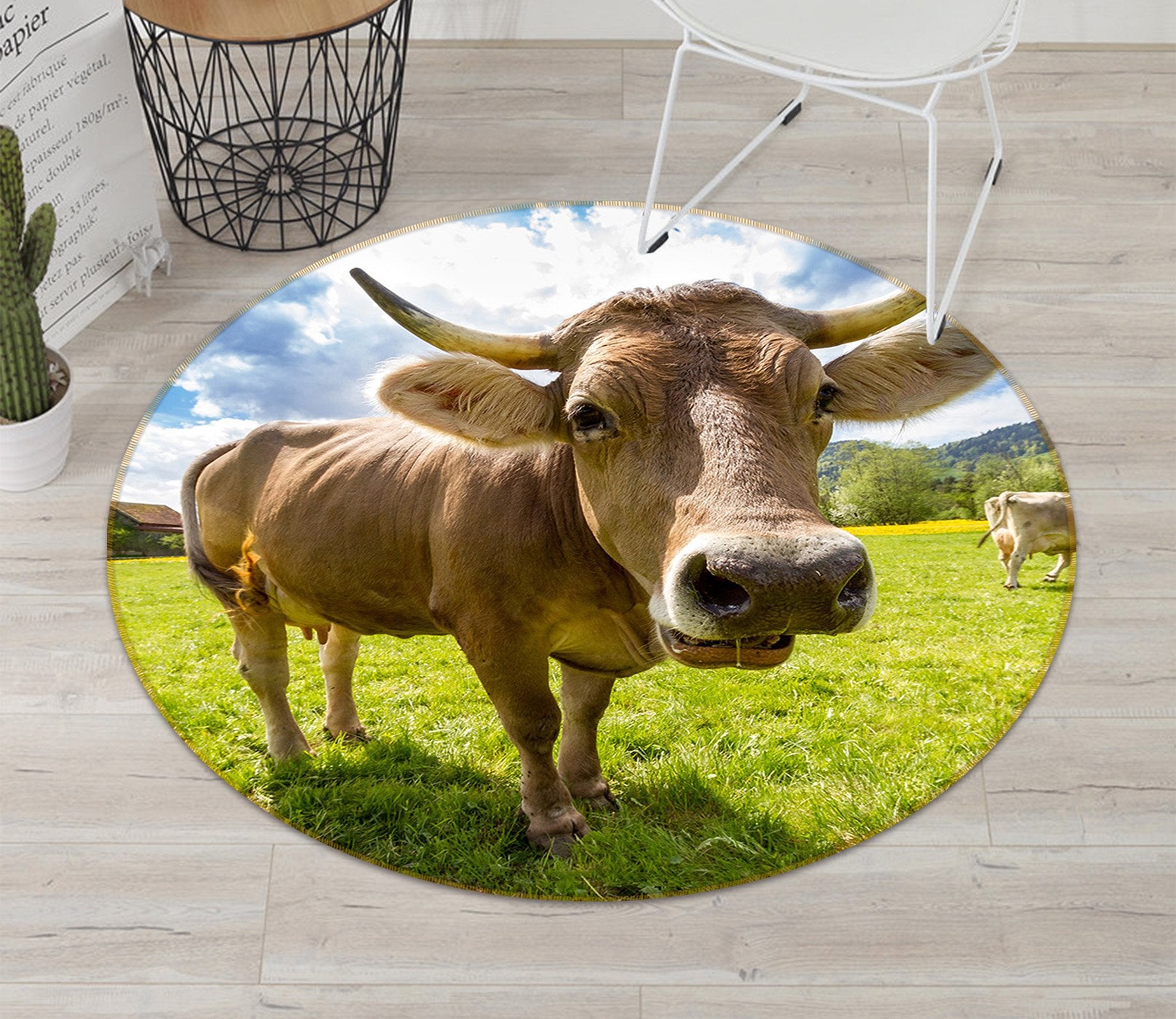 3D Prairie Cattle 027 Animal Round Non Slip Rug Mat Mat AJ Creativity Home 