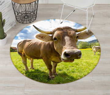 3D Prairie Cattle 027 Animal Round Non Slip Rug Mat Mat AJ Creativity Home 