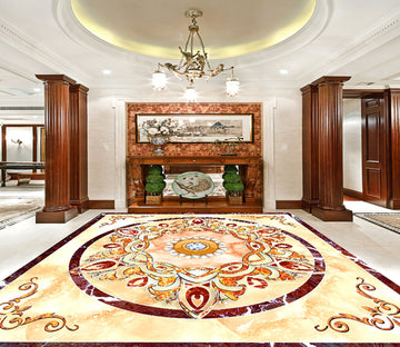 3D Yellow Round Pattern WG758 Floor Mural Wallpaper AJ Wallpaper 2 