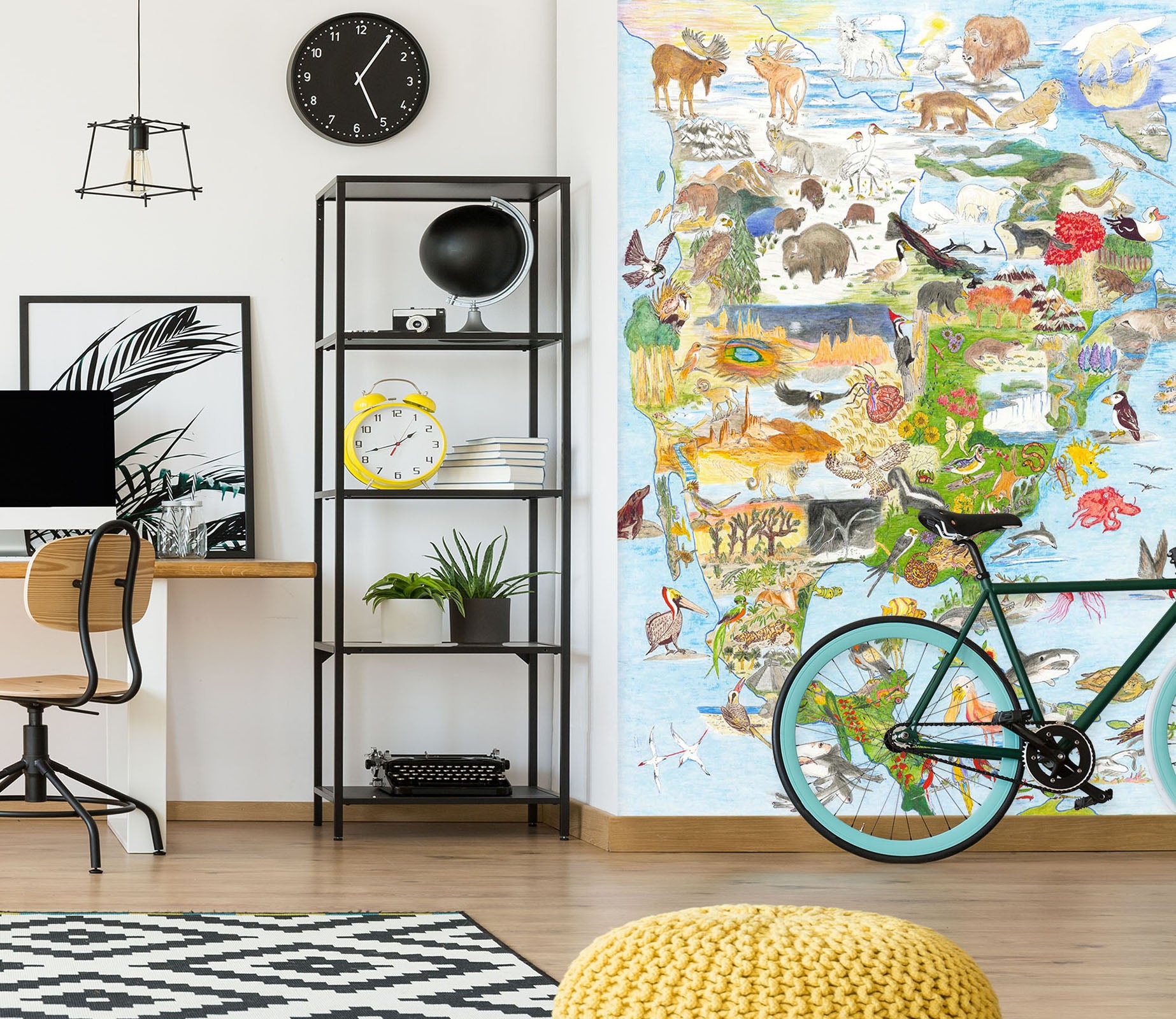 3D Animal Map 1417 Michael Sewell Wall Mural Wall Murals