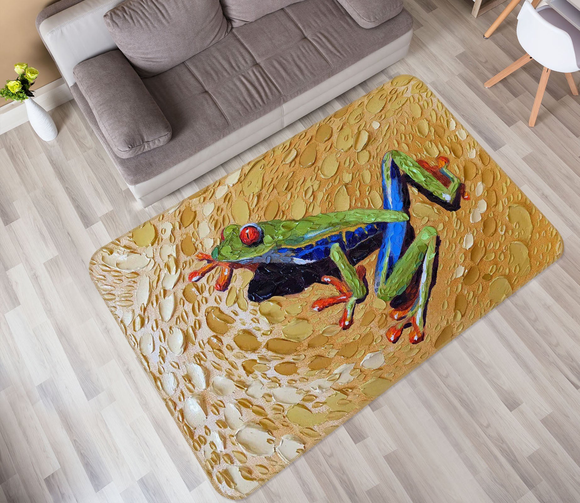 3D Toadly Awesome Frog 1025 Dena Tollefson Rug Non Slip Rug Mat