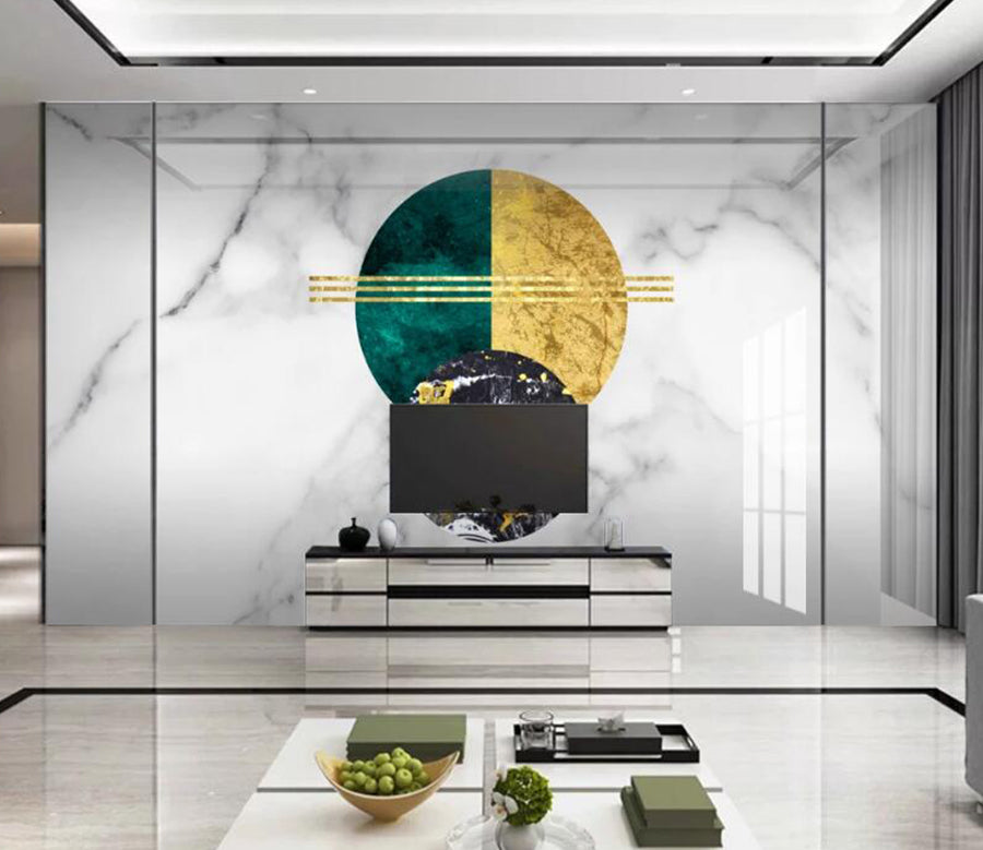 3D Dark Green And Gold 325 Wall Murals