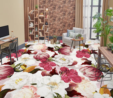 3D Pink White Flower Pattern 10014 Uta Naumann Floor Mural  Wallpaper Murals Self-Adhesive Removable Print Epoxy