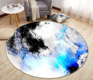 3D White Blue Abstract 95 Round Non Slip Rug Mat Mat AJ Creativity Home 