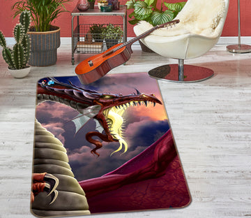 3D Open Mouth Dragon 4143 Tom Wood Rug Non Slip Rug Mat