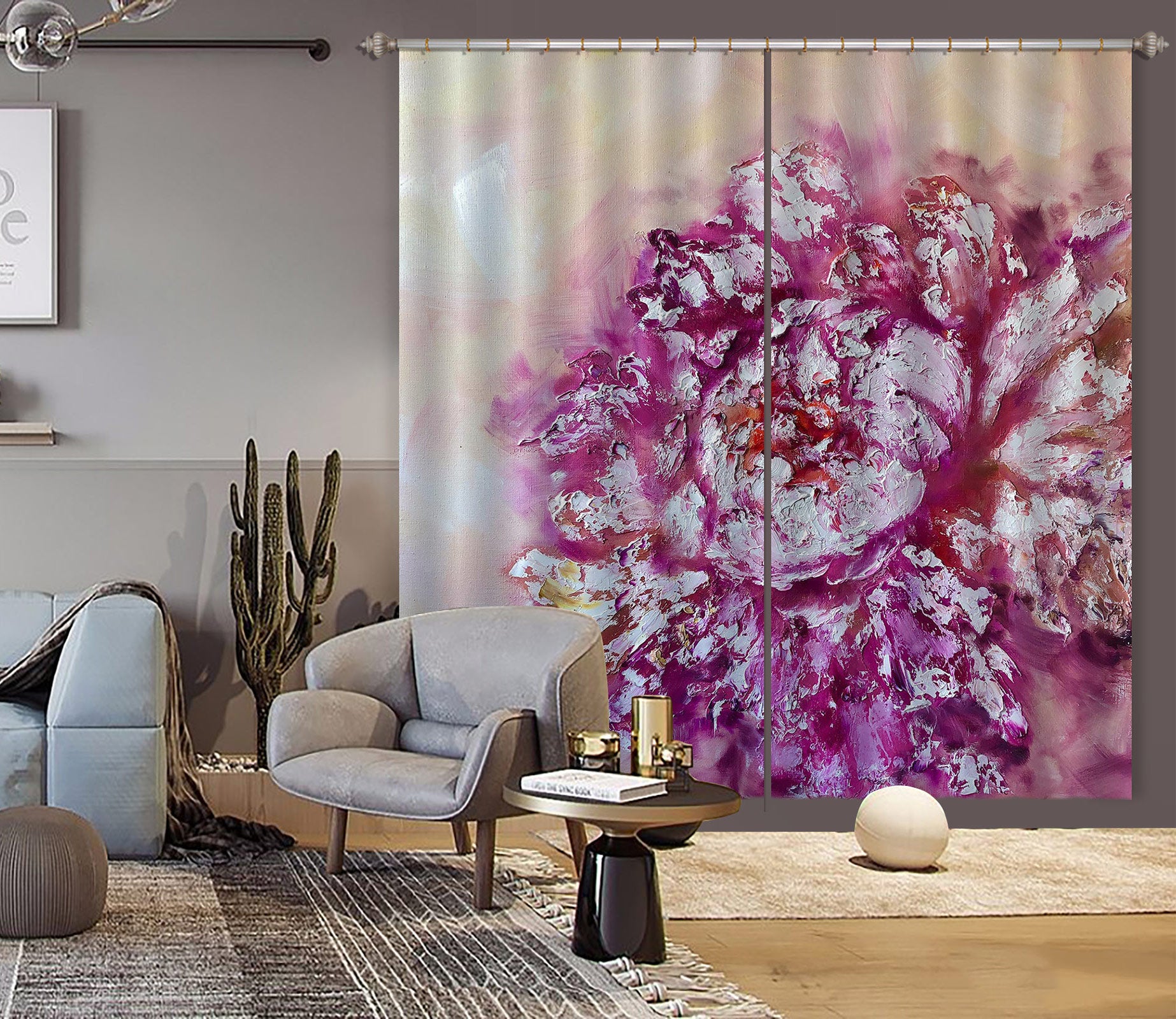 3D Purple Flower 328 Skromova Marina Curtain Curtains Drapes