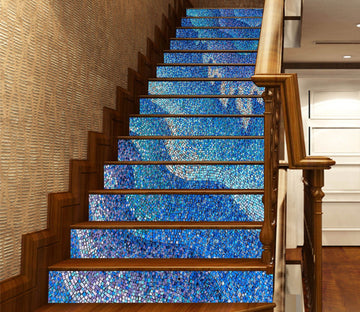 3D Blue River 720 Marble Tile Texture Stair Risers Wallpaper AJ Wallpaper 