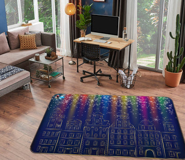 3D Colored Light Houses 56206 Christmas Non Slip Rug Mat Xmas