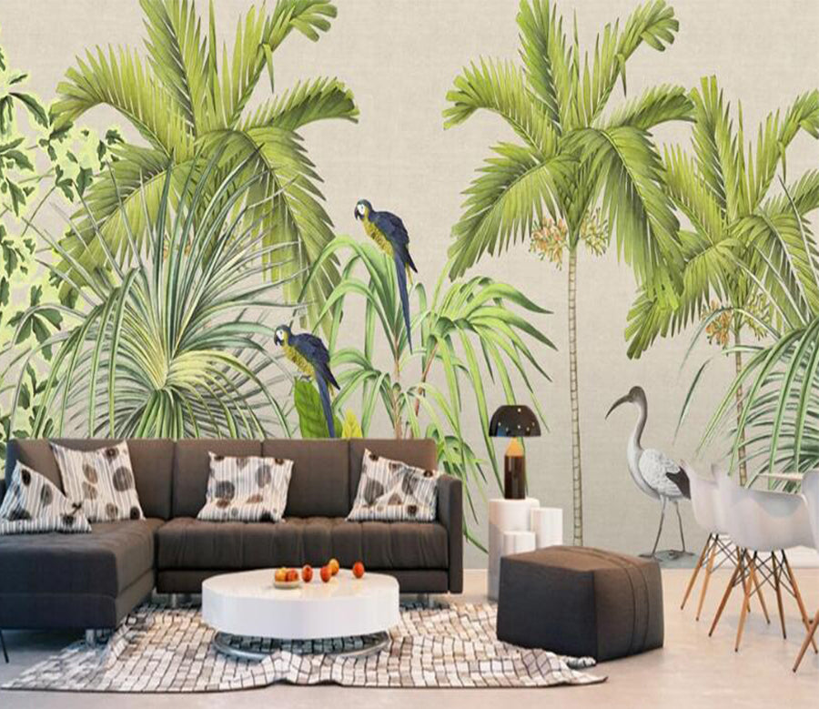 3D Leaves And Birds 594 Wall Murals