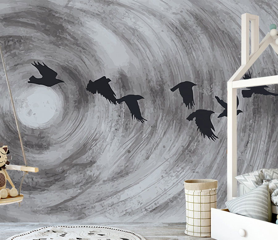 3D Crow Flying WG157 Wall Murals