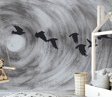3D Crow Flying WG157 Wall Murals