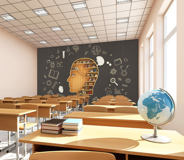 3D Head Bookcase 144 Wall Murals