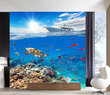 3D Turtle Swimming 1075 Wall Murals