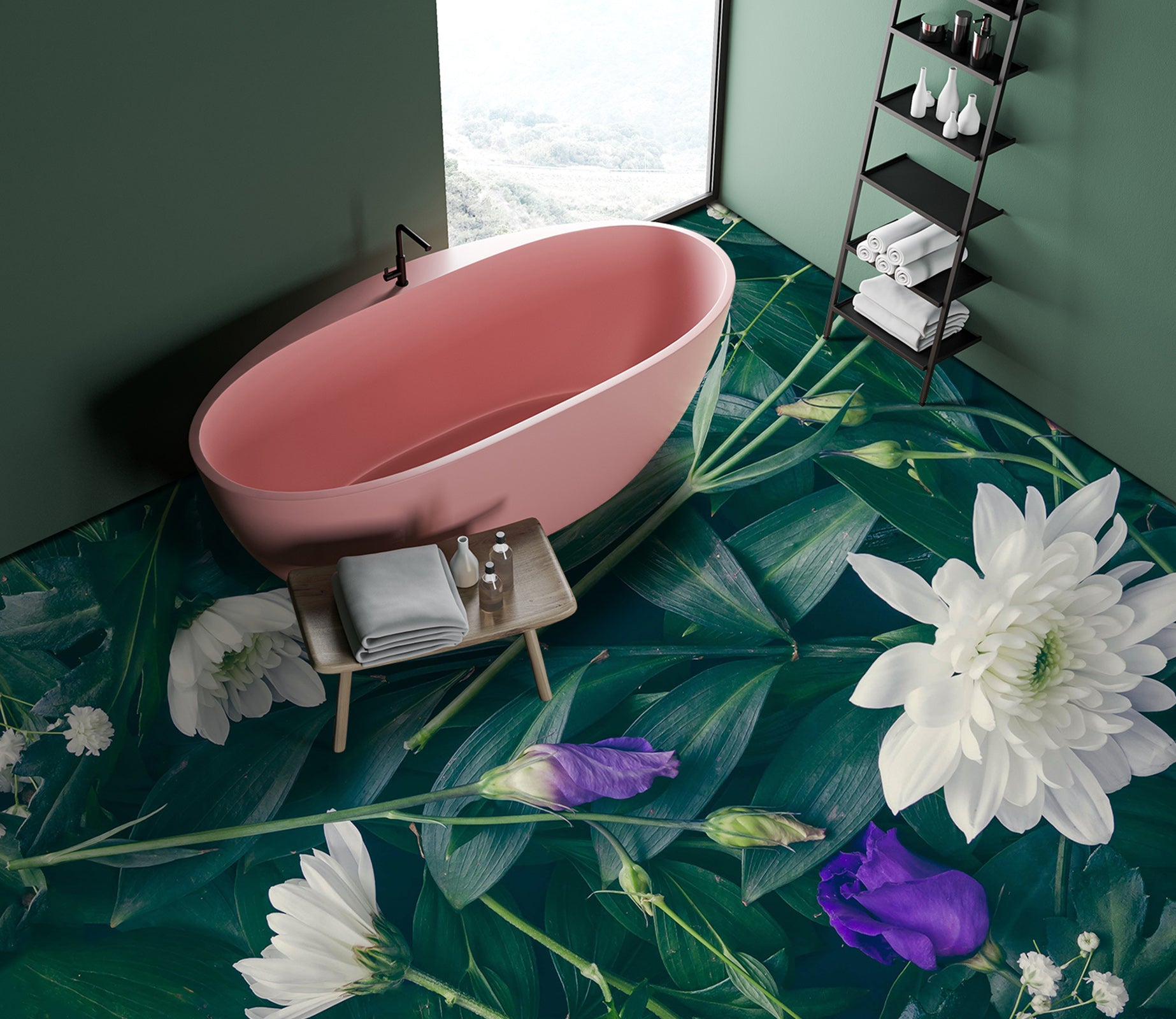 3D Memory Of White Flowers 563 Floor Mural  Wallpaper Murals Rug & Mat Print Epoxy waterproof bath floor