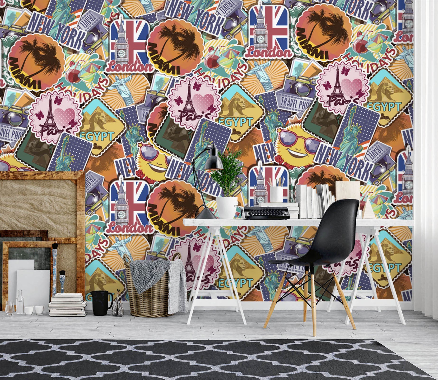 3D Coconut Tree Iron Tower Liberty 57063 Wall Murals