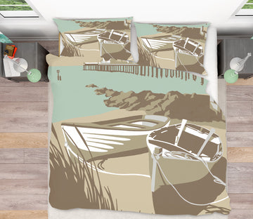 3D Southwold Boats Pier 2058 Steve Read Bedding Bed Pillowcases Quilt