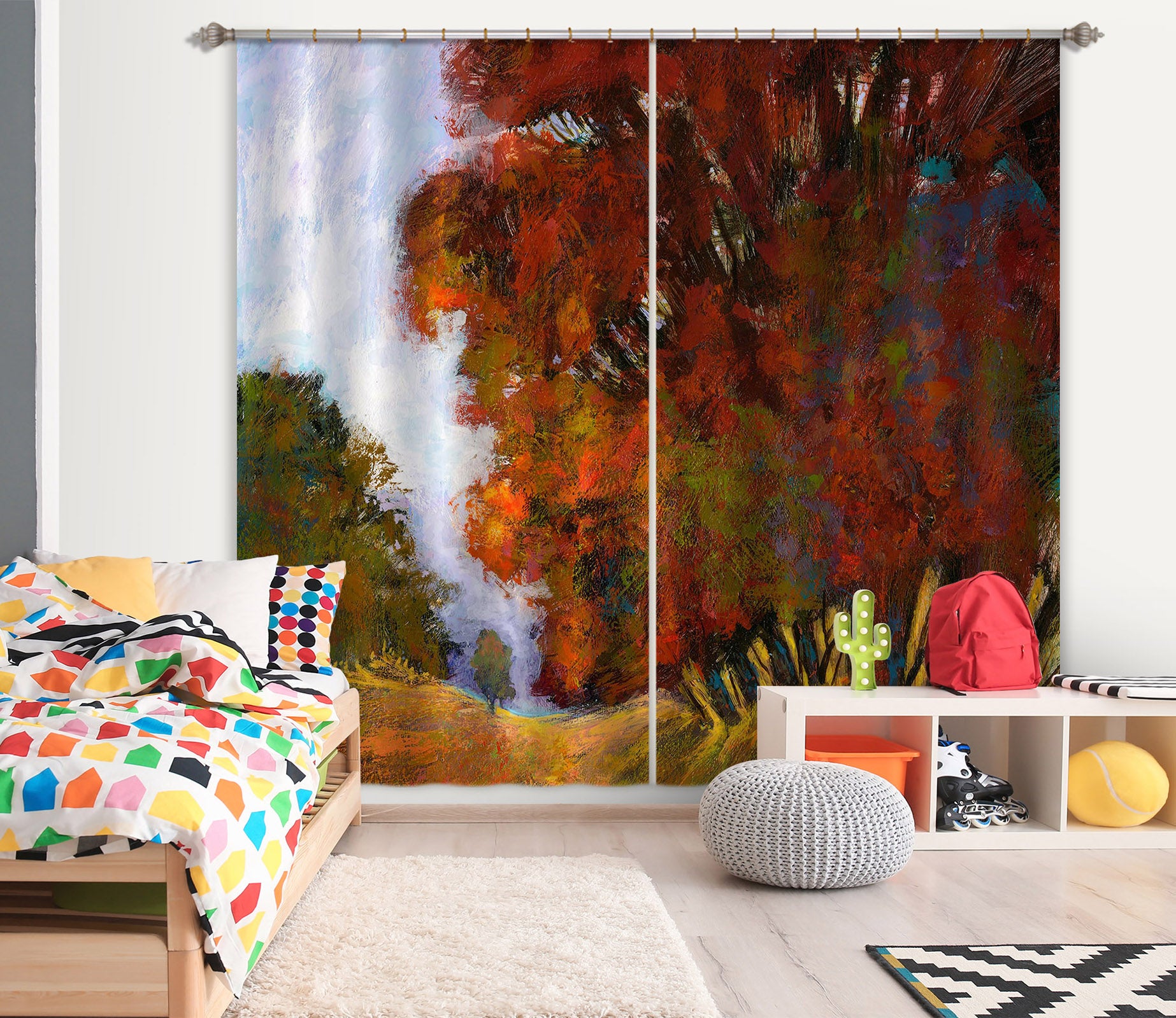 3D Red Maple Forest 212 Michael Tienhaara Curtain Curtains Drapes