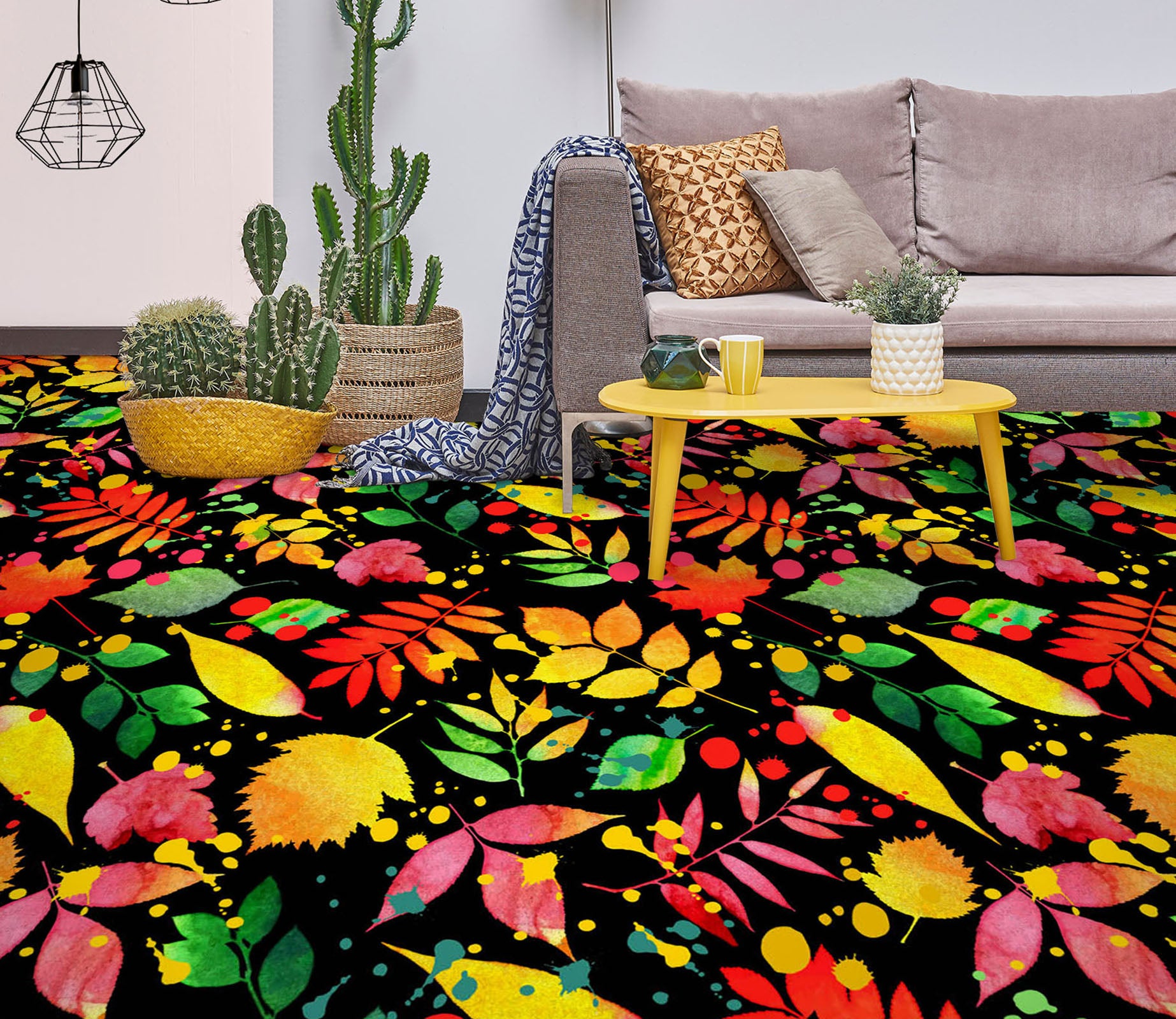 3D Strong Color Leaves 1260 Floor Mural  Wallpaper Murals Self-Adhesive Removable Print Epoxy