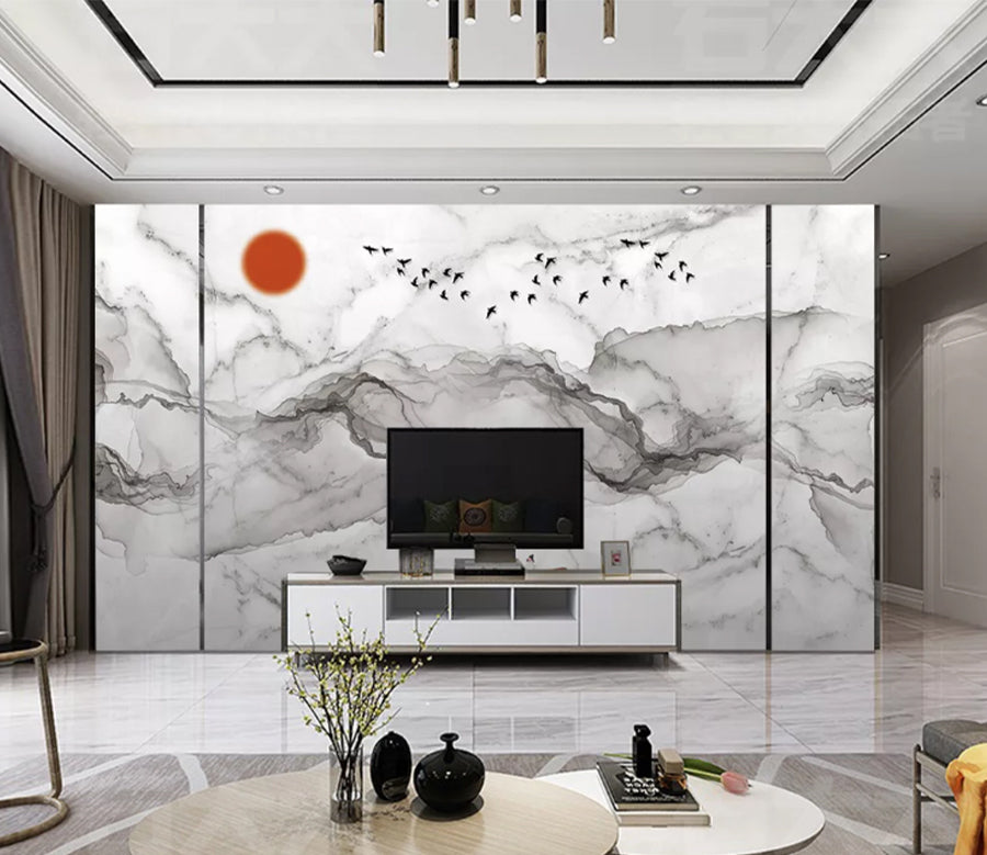 3D Black Bird Boat WC2427 Wall Murals