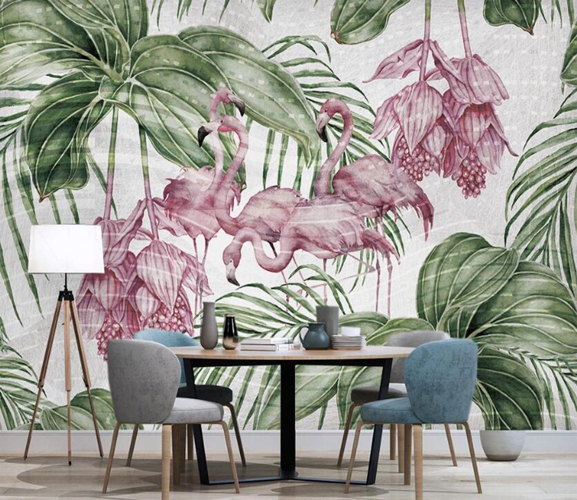 3D The Beautiful Purple Flamingos 2440 Wall Murals